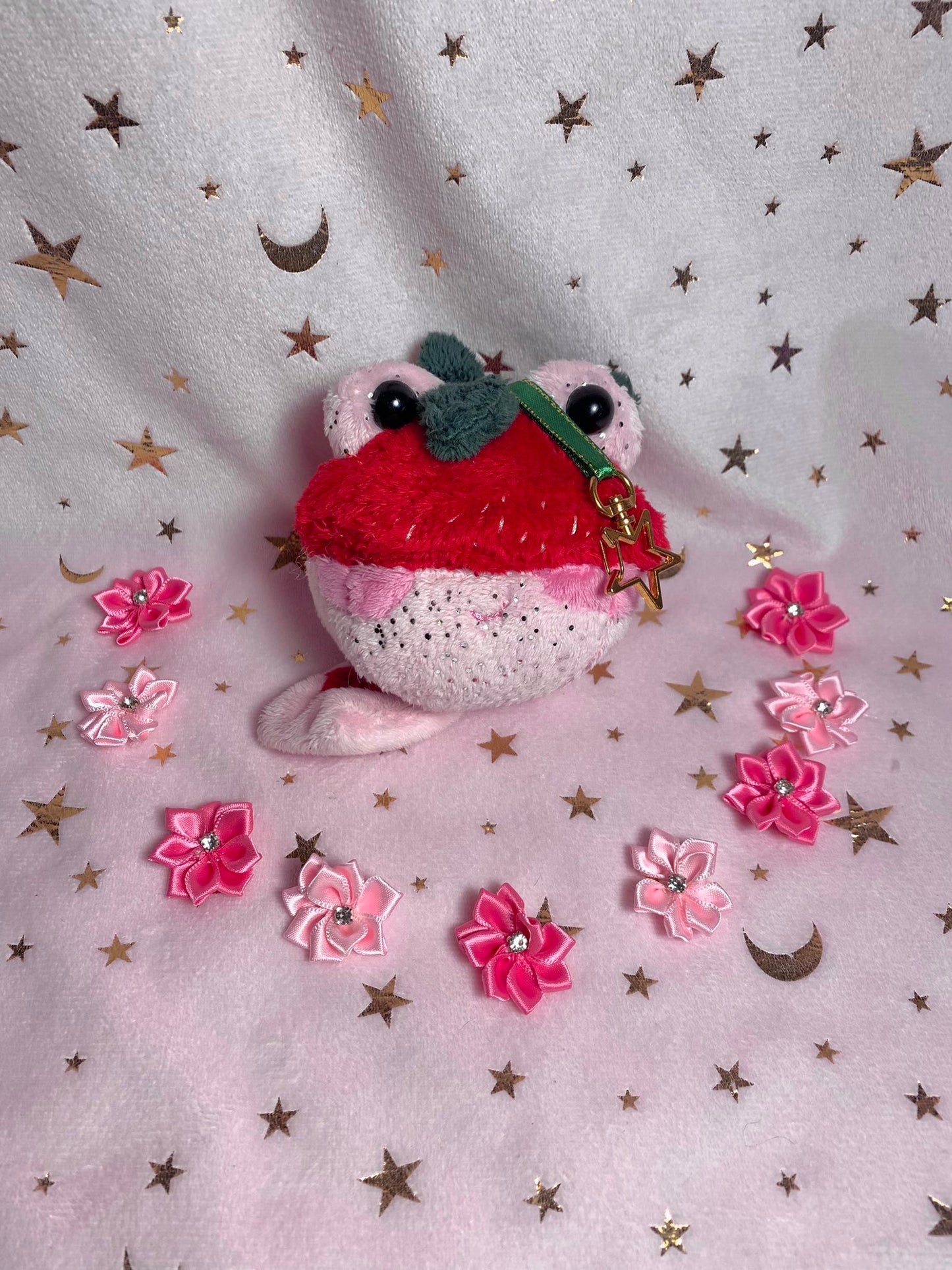 Pink Strawberry Frog Keychain